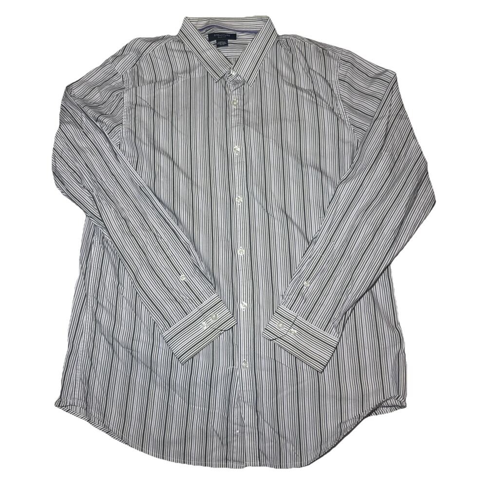 Structure Button Up Shirt Men Size XL Multicolor Slim Fit Long Sleeve Cotton